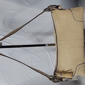 Coach VTG Hamilton pebbled leather baguette bag in a cream color